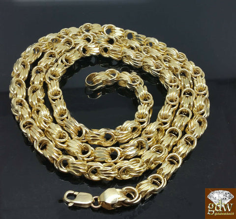 Real 10K Yellow Gold Byzantine chino Chain Necklace 24 Inch 6.5-7mm