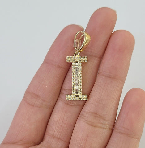 10k Real Yellow Gold Genuine Diamond Alphabet Initial Charm Pendent A-Z
