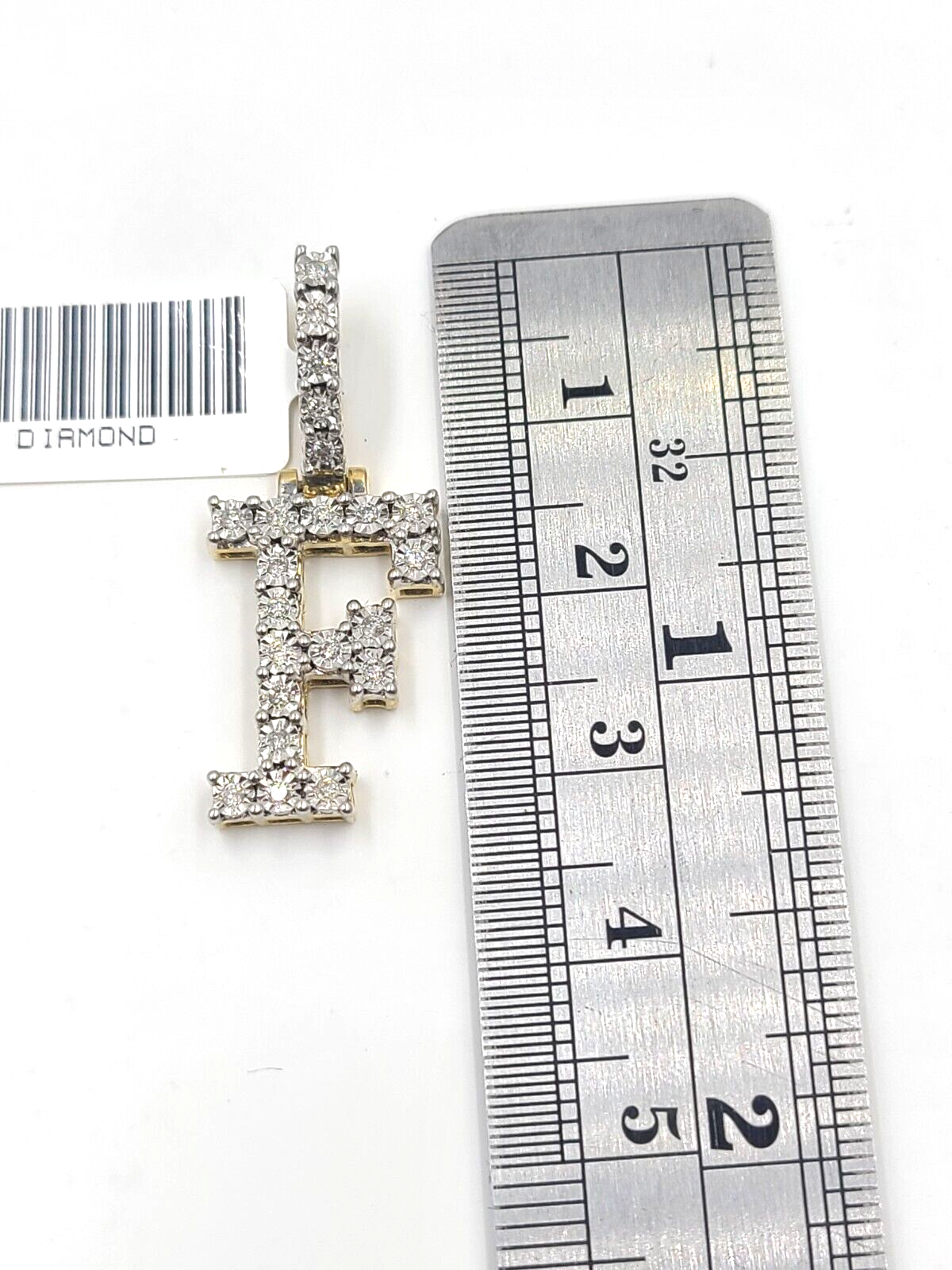 Real 10k Gold & Diamond Letter "E" Initial Alphabet Charm/Pendant 1.25".