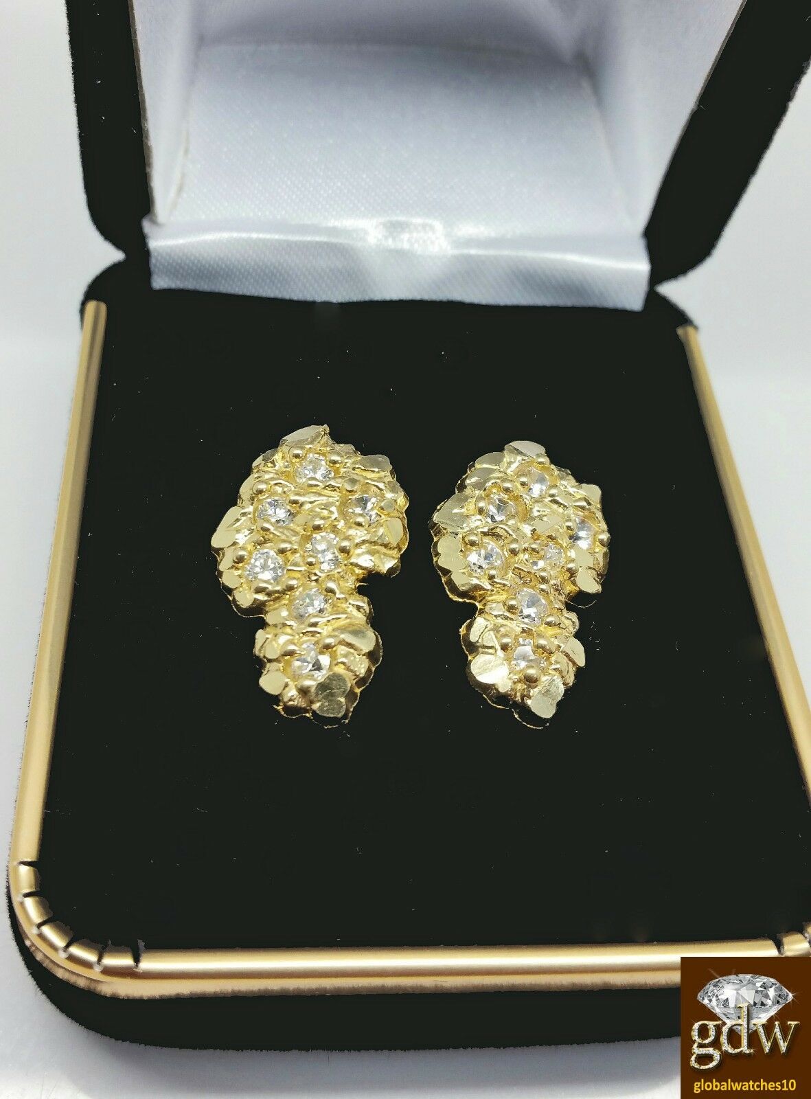 Genuine New 10k Yellow Gold Men/Women Nugget Earrings With Push Back.