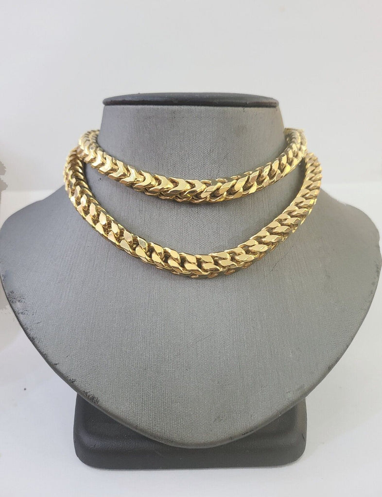 10K Yellow Gold Franco Box Chain 8mm 26" Lobster Clasp Men Women REAL Chain