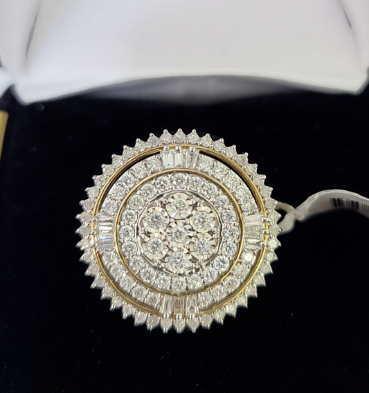 Real 10k Diamond Ladies Ring Circular Yellow Gold Women Casual Genuine