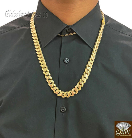 10k Real Gold Men Miami Cuban Royal  Link Chain 20 inch 14mm Thick On Sale