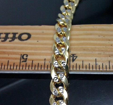 10K Yellow Gold Men Miami Cuban Chain Diamond Cut 34"
