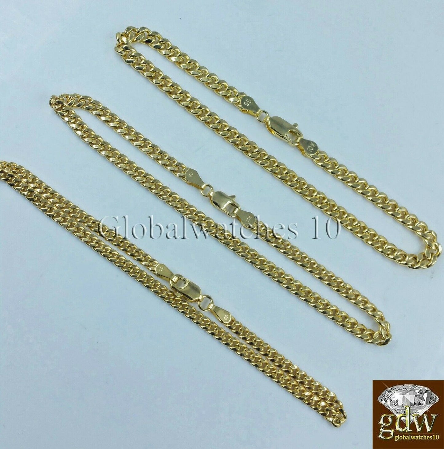 Real 10k Yellow Gold Miami Cuban link Bracelet  2mm 3mm 4mm Men Women 8" inch