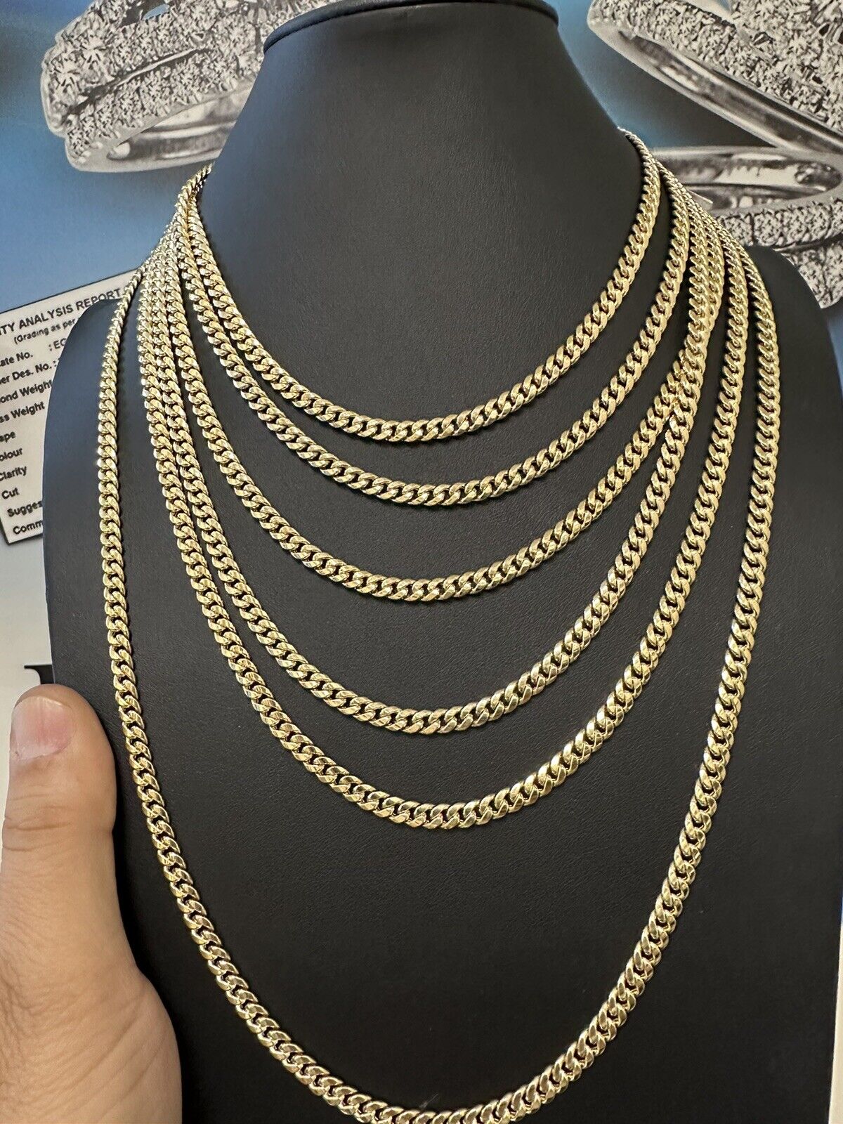 Real 10k Gold Miami cuban Link Chain 5.5 to 6 mm Necklace 20 inch Box Lock