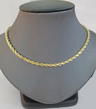 Real 14KT SOLID Yellow Gold 4mm Rope Chain Diamond Cut 18 Inches Real Gold