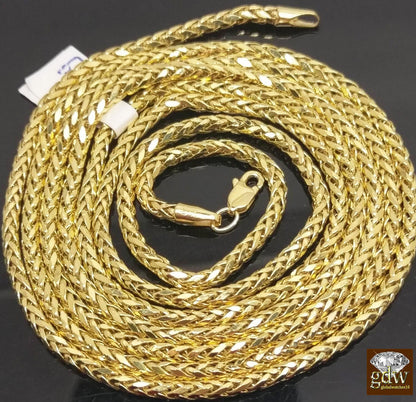 10k Yellow Gold 3mm Palm Chain Necklace 18"-30" Inch Mens ladies REAL 10KT GOLD