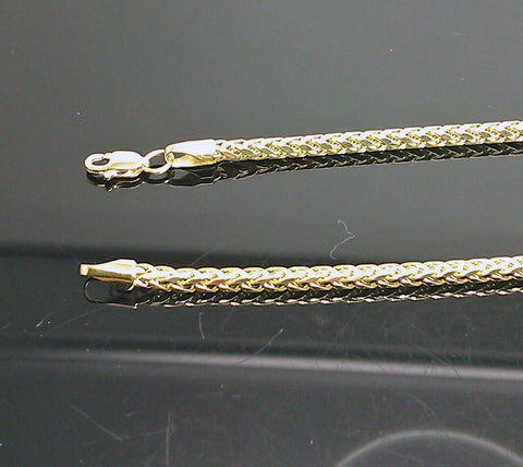 Real 10k Yellow Gold Palm Chain Necklace 3 mm 32".