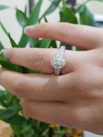 REAL 14k White Gold 1.34 CT Diamonds Ladies Ring Women Size 7 Engagement Wedding