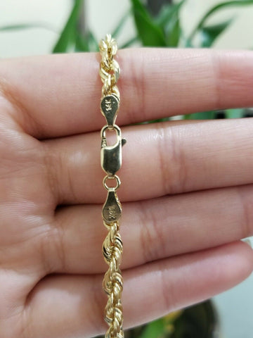 Real 14kt Gold Rope Chain 5mm 18"-26" SOLID 14K Yellow Gold Necklace Diamond cut