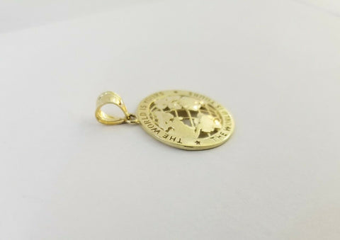 10k'The World is Yours'Global Map Pendant with Diamond Cut Design,10kt Real gold