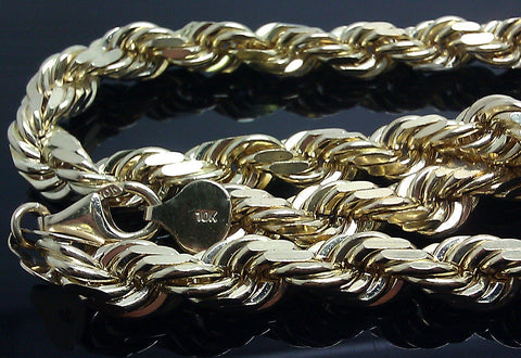 Real 10K Solid Gold Rope Chain 30" Inch 8.5mm Diamond Cut HEAVY 150 Grams