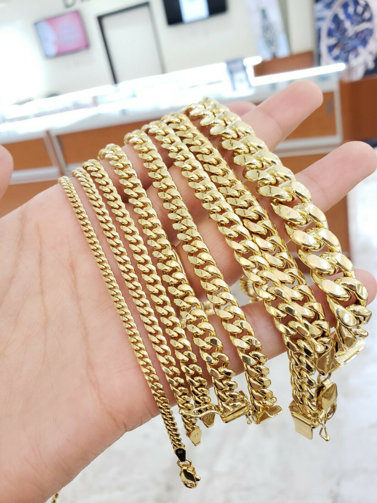 10k Gold Miami Cuban Chain Necklace & Bracelet 2MM-9MM link 7-30" Real 10kt Gold