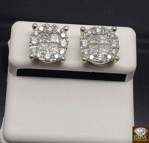 Solid 10k Yellow Gold 1 Carat Diamond Earrings Stud Round  VS1