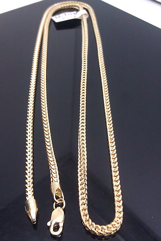 Real 10k Yellow Gold Necklace Franco Box Chain 16 18 20 22 24 26 Inch Men Women