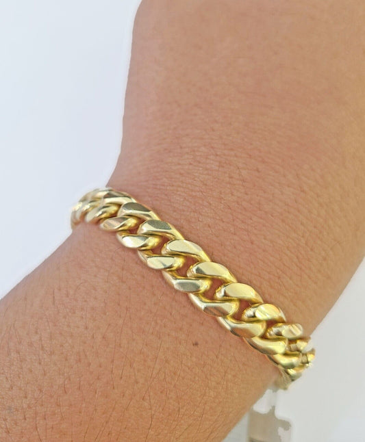 10k Solid Yellow Gold Miami Cuban Bracelet Size 8.5mm 8inches Men Women