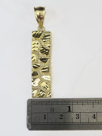 Real 10K Gold Nugget Pendant Diamond Cut 10kt yellow Gold Charm
