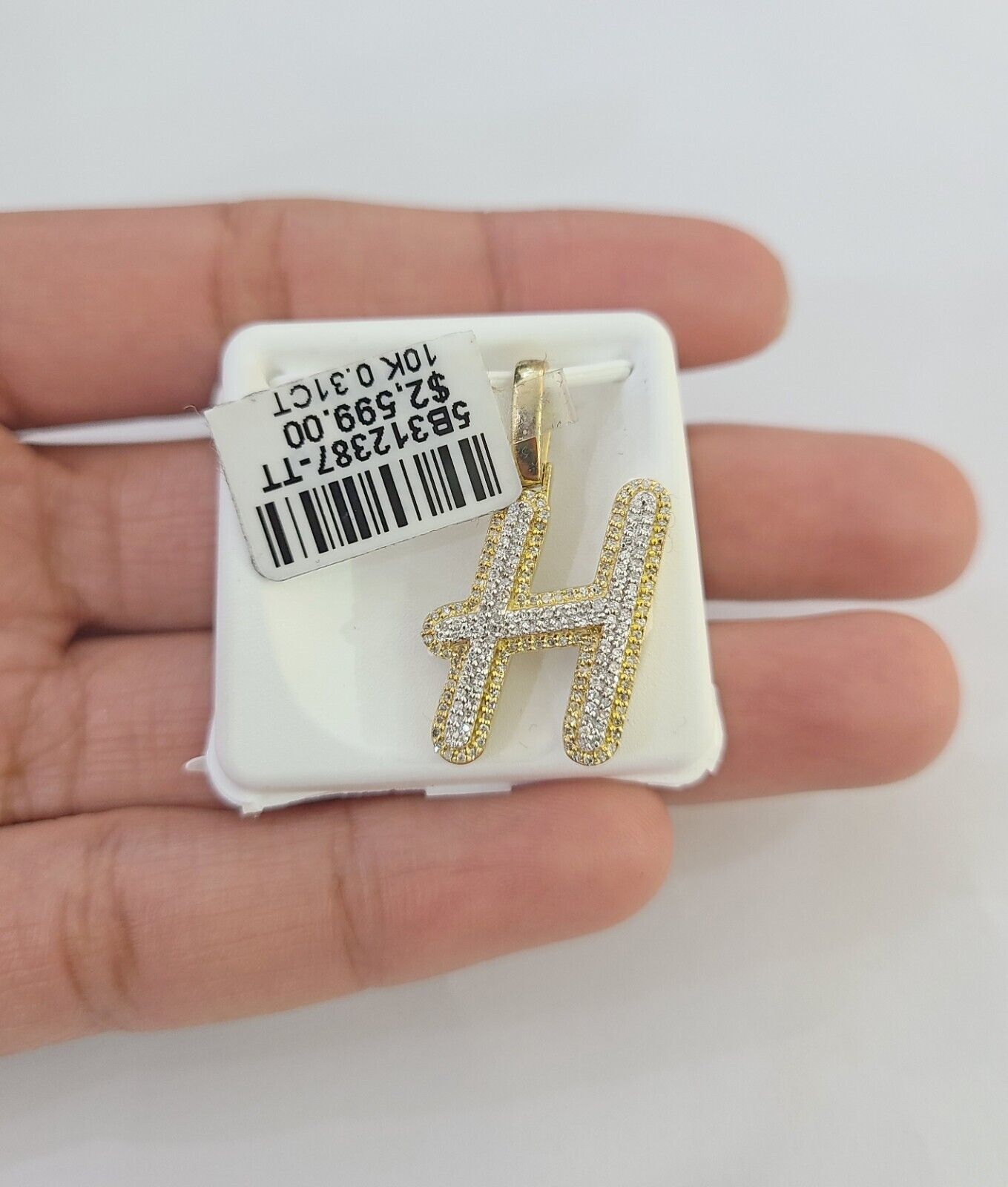 10k Real Yellow Gold Genuine Diamond Initial A-Z Alphabet Charm Pendent