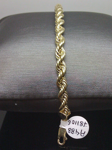 Brand New 10K Men Yellow Gold Rope Bracelet 6mm 8" Inches