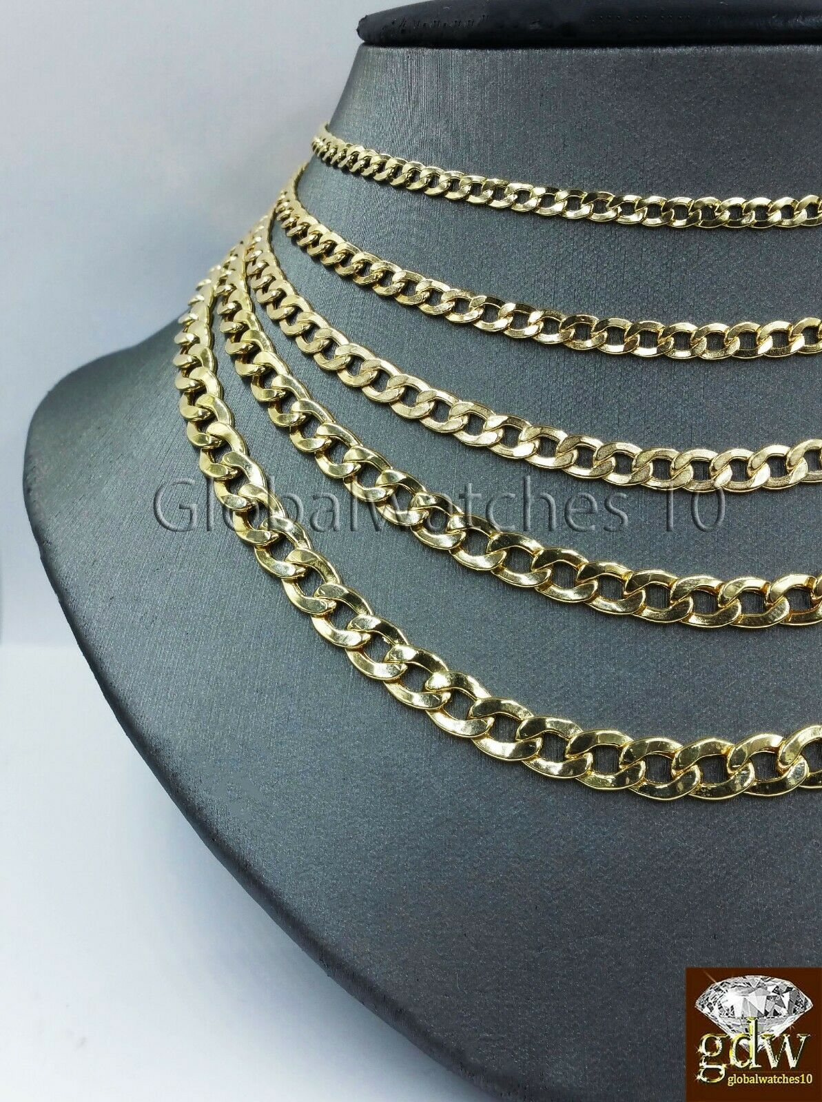 Real 14k Yellow Gold Men Cuban Link Chain Necklace 2mm 3mm 4mm 5mm 6mm