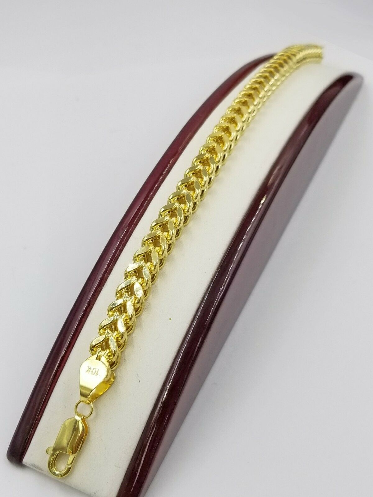 10k Franco Yellow Gold Bracelet 7mm 8.5 inches Mens Women Rope Cuban Link Real