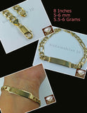 10k Yellow Gold 8" Cuban Link ID Bracelet Figaro Lobster Clasp REAL 10KT 5MM-6MM