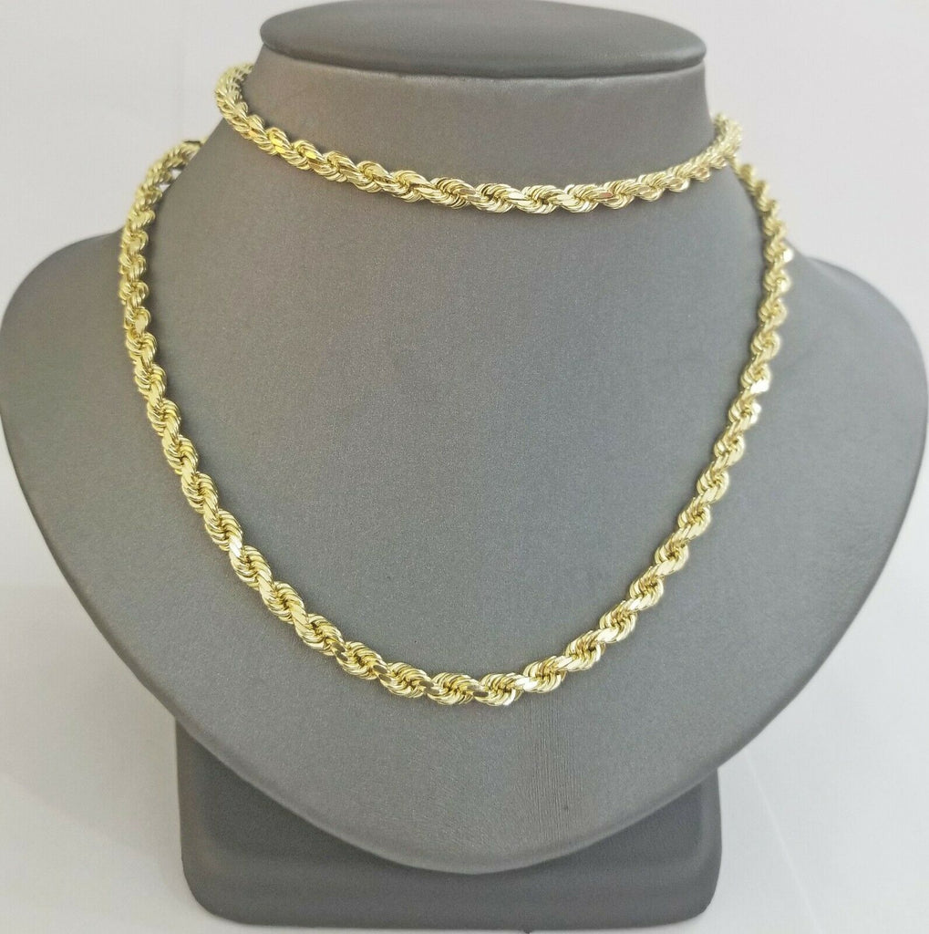 Real 14K SOLID Yellow Gold Rope Chain 4.5mm 26 Inches necklace Lobster Lock 14kt