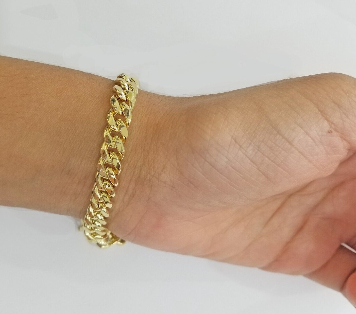 Real 14K Yellow Gold Bracelet Miami Cuban  8" Inch 7mm 14kt Gold Pura Oro