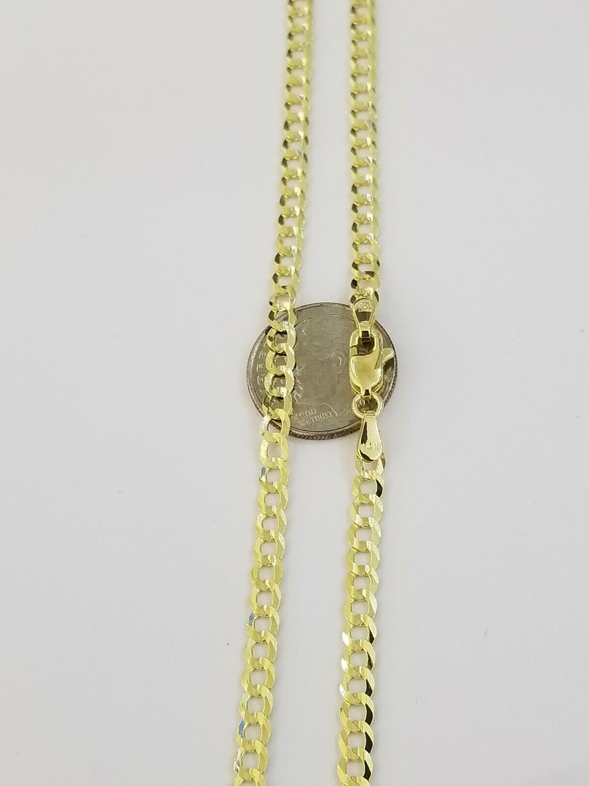 14k SOLID Yellow Gold 5mm Cuban curb Link chain Necklace 18"-26" Real Men Women