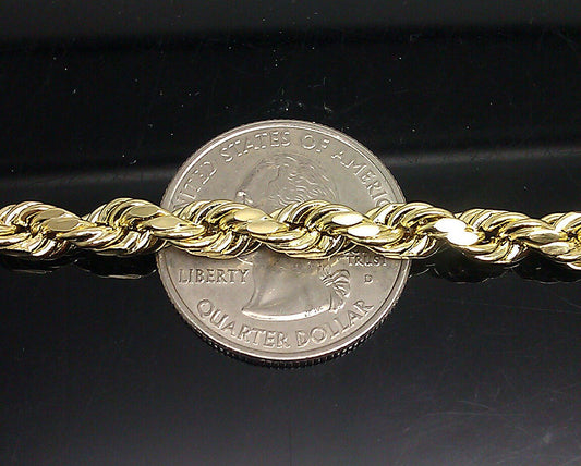 New Real 10K Men's Yellow Gold Rope Chain 6mm 22" Inch Diamond cut