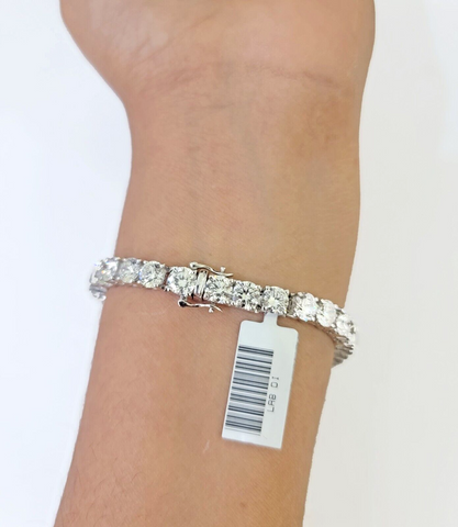 14k White Gold Tennis Bracelet Lab Created Diamond 18.00Ct Box Clasp Real Women