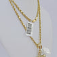 10k Gold Rope Chain & Cross Charm Pendent SET 3mm 22 Inches Necklace