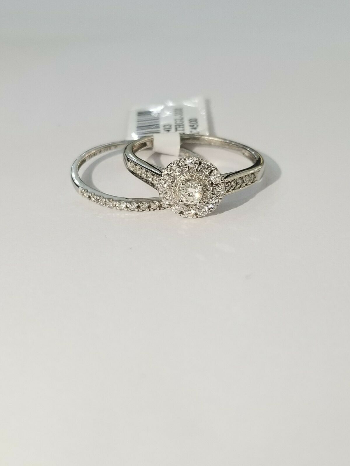 14k White Gold Diamonds Bridal Set Ladies Ring & Band REAL 14k Gold Diamonds