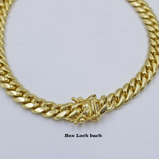 SOLID 10k Yellow Gold Miami Cuban Necklace Box Lock 6mm 7mm, 22" 24", HEAVY