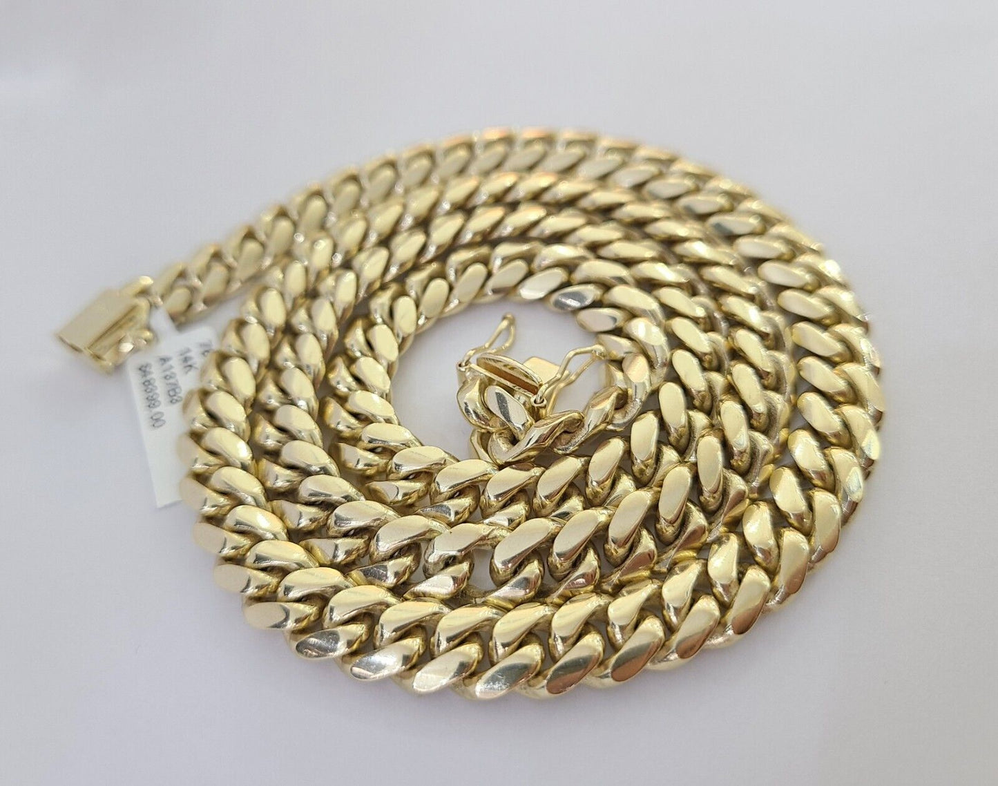 14K Solid Yellow Gold 9mm Miami Cuban Link Chain Necklace 24" Inch 14Kt