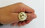 10k Men world is your gold Ring Sizable casual circle gold band 10kt