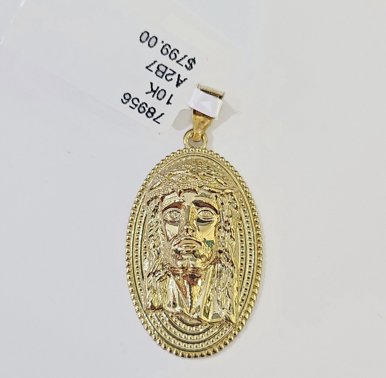 Best Real 10k Yellow Gold Oval Shaped Jesus Head Pendant 1-1.5 inches Charm