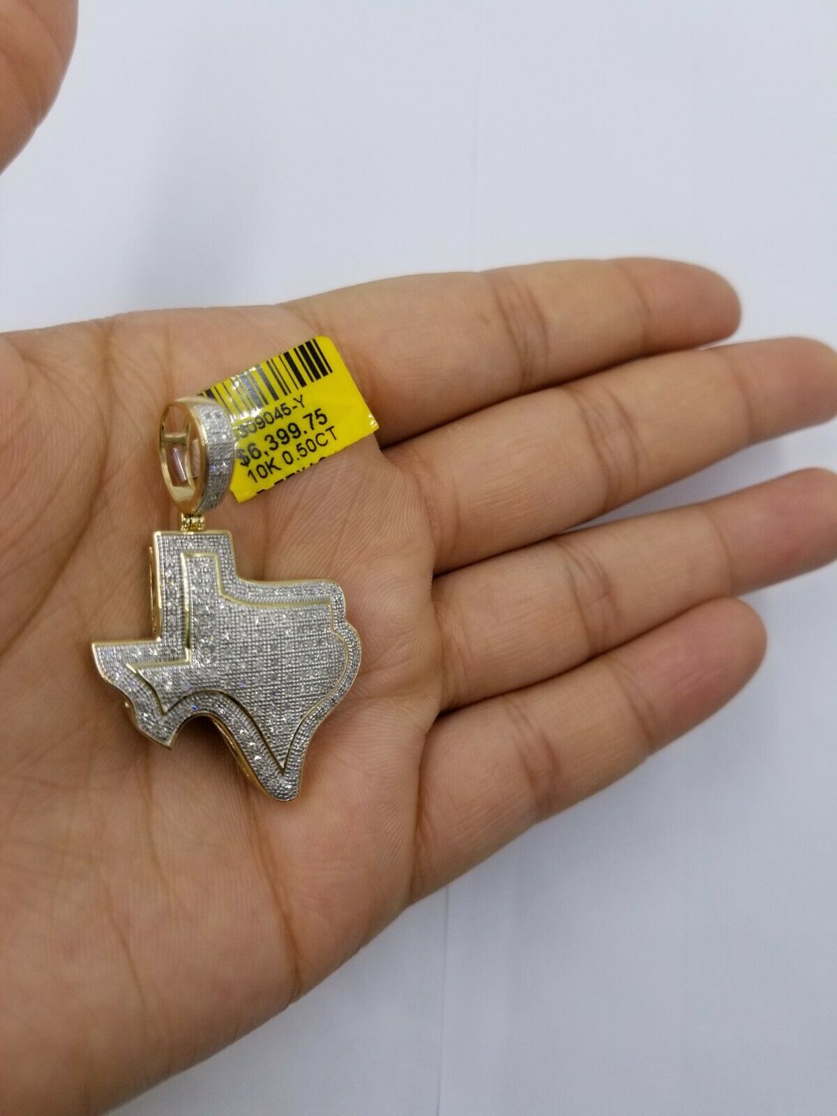 REAL 10k Diamond Pendant Texas Map Charm Genuine 0.50CT Yellow Gold Mens