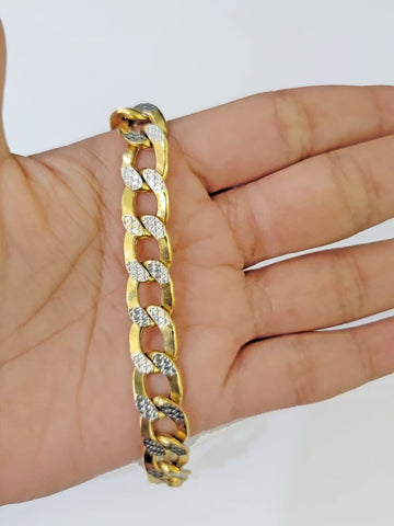 Real 10k Yellow Gold Cuban Curb Link Chain 9mm gold with diamond cuts