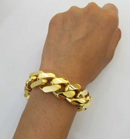 Real 10K Gold Royal Monaco Miami Cuban Link 8.5" Bracelet Box Clasp 20mm