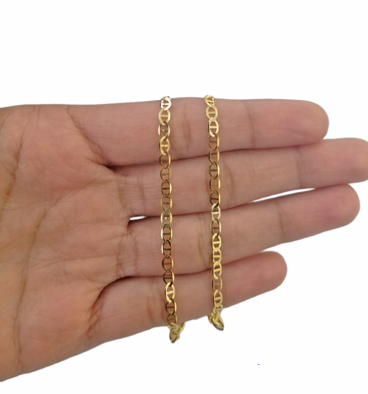 Real 10k Yellow Gold Mariner Anchor Link Chain 3mm Necklace 16" Inch