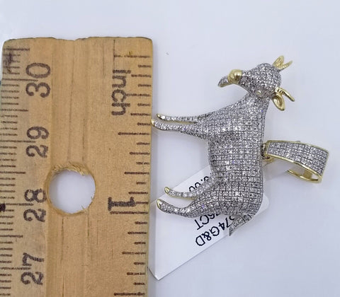 10k Yellow Gold Diamond GOAT Charm Pendant Real Greatest Of All Time