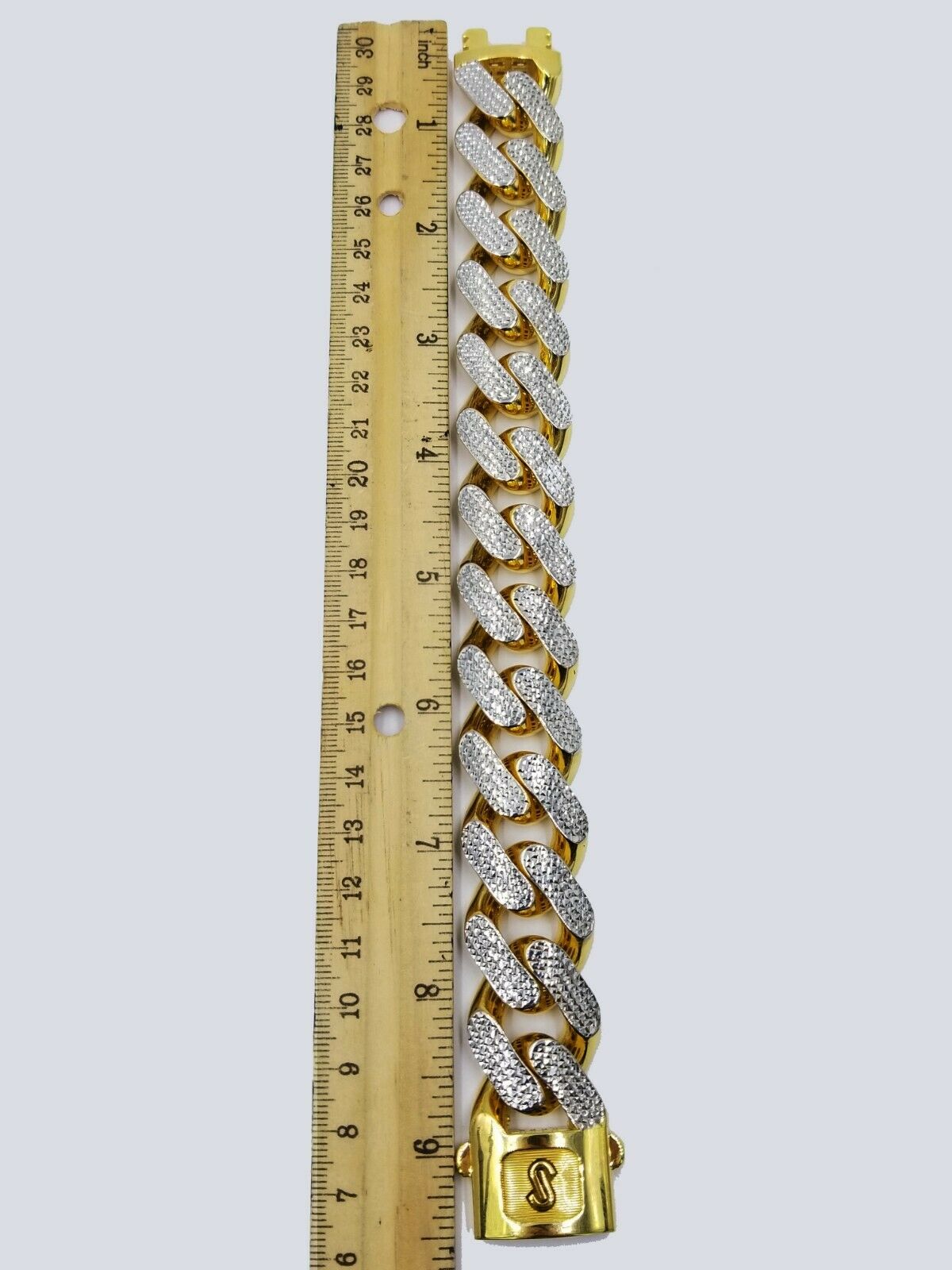 10K Yellow Gold 24MM Miami Cuban Diamond Cut Bracelet Box Clasp 8"