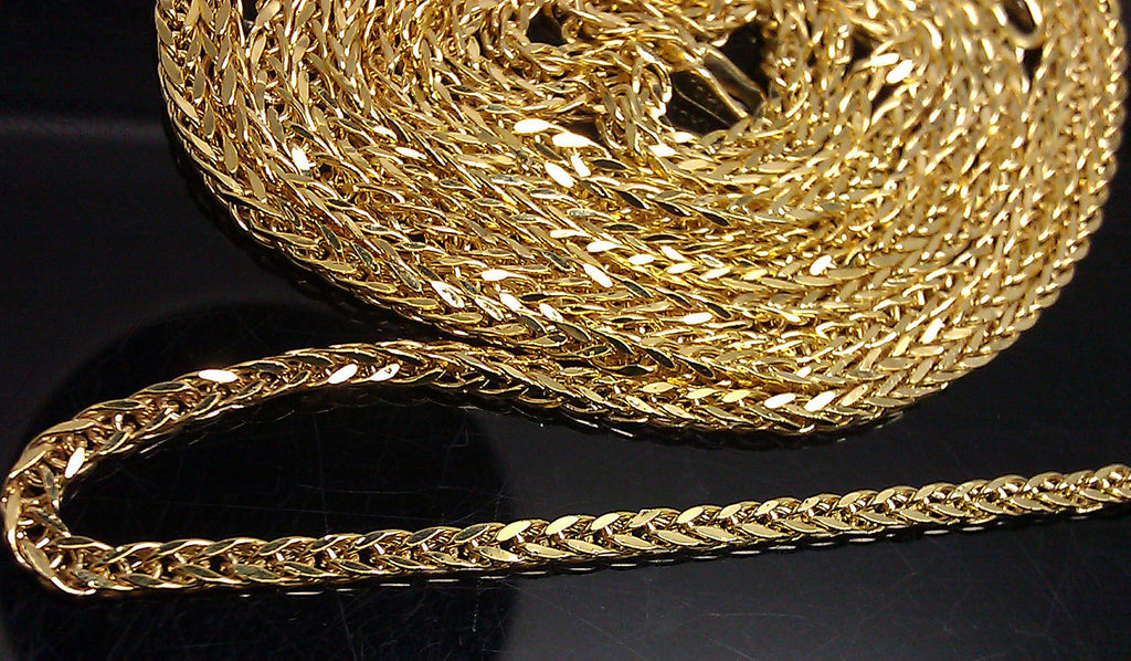 10k Yellow Gold Chain Diamond Cut Palm Necklace 22" 24" 26" 28" 30 Real Necklace