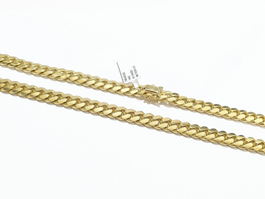 14K Yellow Solid Gold  8mm Men Box Lock Chain 26" Miami Cuban