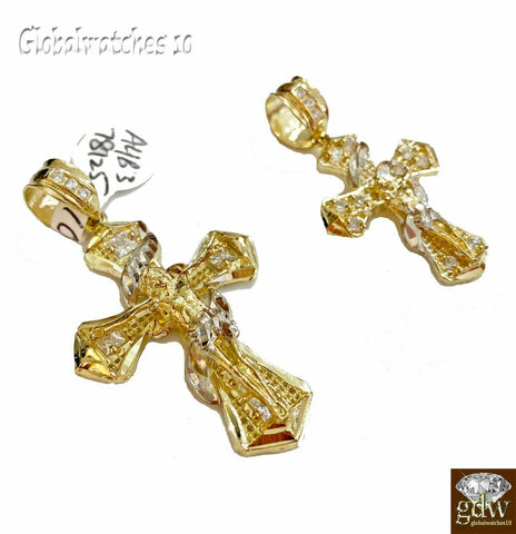 10k gold Jesus cross Charm, Real 10k yellow gold Mens Jesus Cross Charm pendant