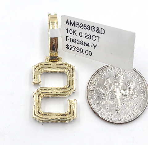 Real 10k Gold & Diamond Letter "S" Initial Alphabet Charm/Pendant 1.25".