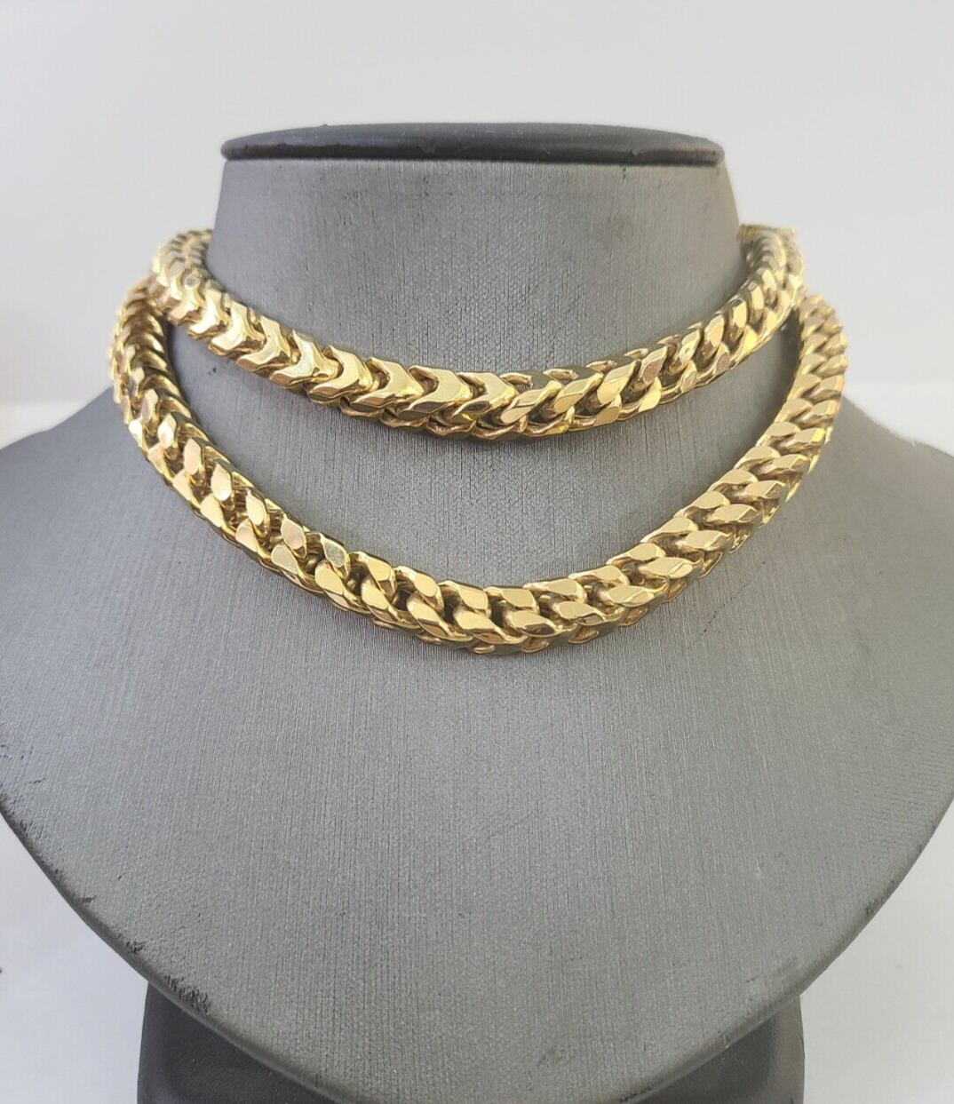 10K Yellow Gold Franco Box Chain 8mm 26" Lobster Clasp Men Women REAL Chain