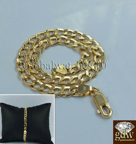 REAL 14k Men Gold Cuban Link Bracelet 8 inch Strong Link 7.5mm
